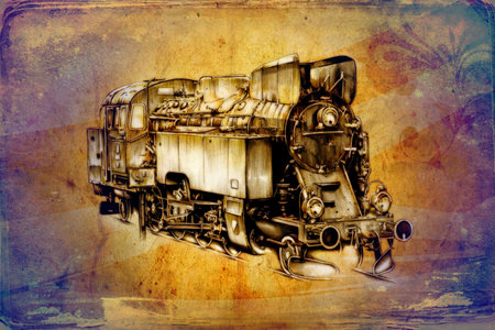 old steam locomotive engine retro vintage