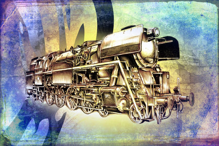 old steam locomotive engine retro vintage