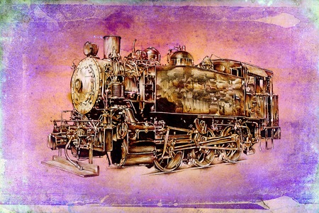 old steam locomotive engine retro vintageの写真素材