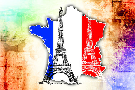 Paris art design illustrationの写真素材