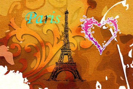 Paris art design illustrationの写真素材