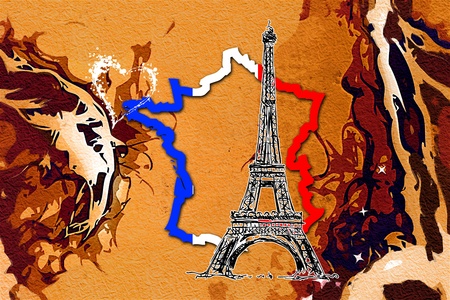 Paris art design illustrationの写真素材