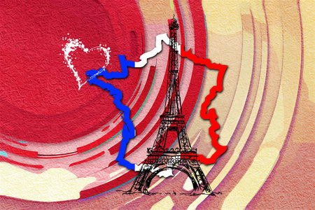 Paris art design illustrationの写真素材