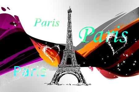 Paris art design illustrationの写真素材