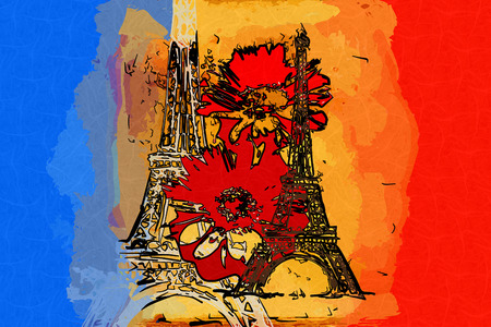 Paris art design illustrationの写真素材
