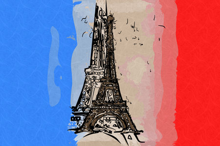 Paris art design illustrationの写真素材