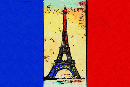 Paris art design illustrationの写真素材