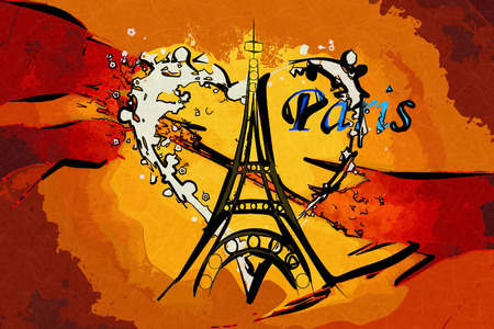 Paris art design illustrationの写真素材