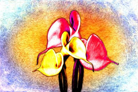 Abstract flower oil paintingの写真素材