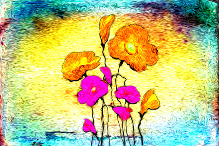 Abstract flower oil paintingの写真素材