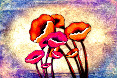 Abstract flower oil paintingの写真素材