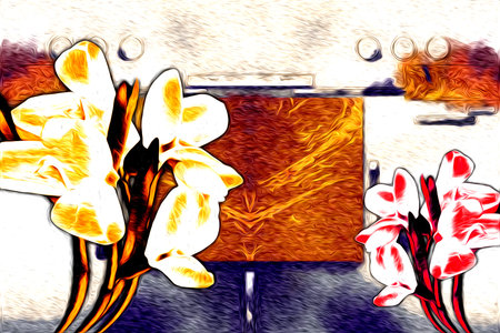 Abstract flower oil paintingの写真素材