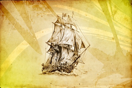 Boat sea art design drawingの写真素材
