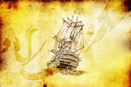 Boat sea art design drawingの写真素材