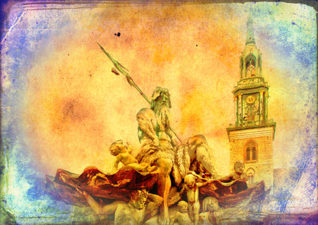 Berlin city, Germany, vintage, retro, oldの写真素材