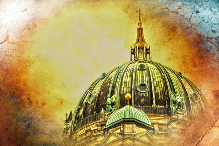 Berlin city, Germany, vintage, retro, oldの写真素材