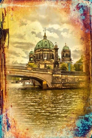 Berlin city, Germany, vintage, retro, oldの写真素材