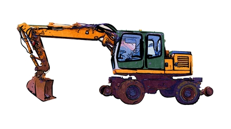 Excavator color illustrationの写真素材
