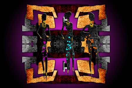 African ethnic retro vintage illustrationの写真素材