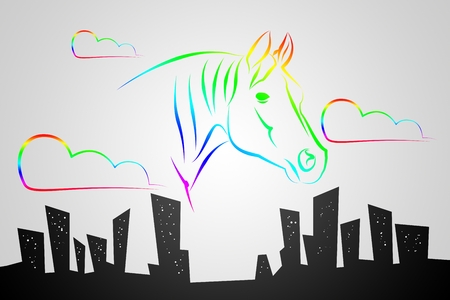 Horse illustration art design iconの写真素材