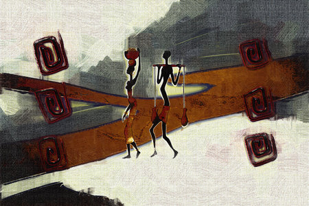 African ethnic retro vintage illustrationの写真素材