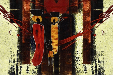 African ethnic retro vintage illustrationの写真素材