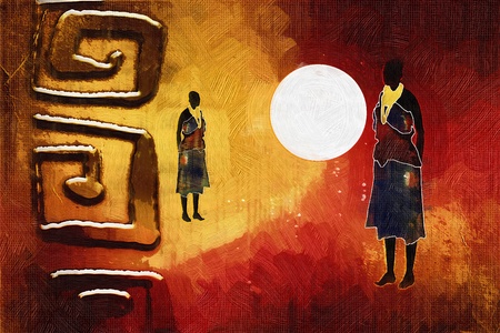 African ethnic retro vintage illustrationの写真素材