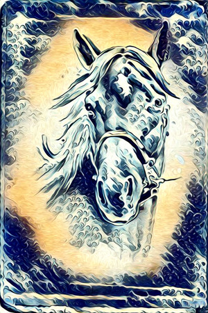Freehand illustration horse paintingの写真素材