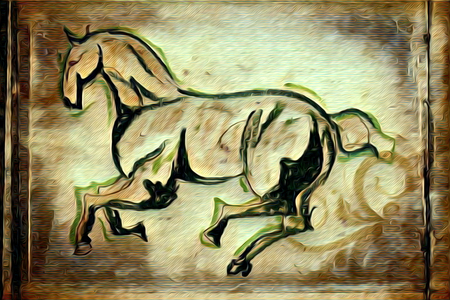 Freehand illustration horse paintingの写真素材