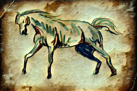 Freehand illustration horse paintingの写真素材