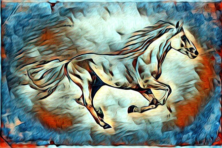 Freehand illustration horse paintingの写真素材