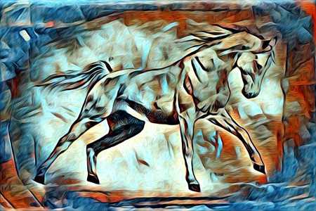 Freehand illustration horse paintingの写真素材