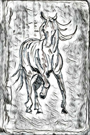 Freehand illustration horse paintingの写真素材