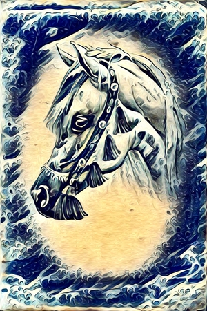 Freehand illustration horse paintingの写真素材