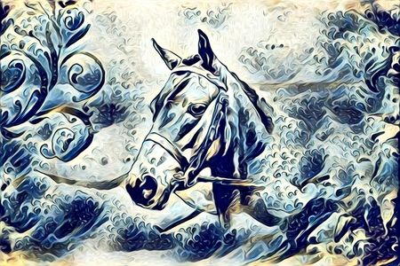 Freehand illustration horse paintingの写真素材