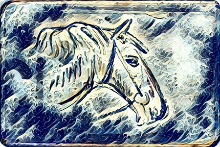 Freehand illustration horse paintingの写真素材