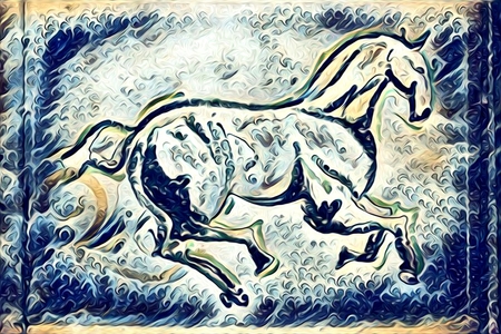 Freehand illustration horse paintingの写真素材