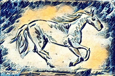 Freehand illustration horse paintingの写真素材