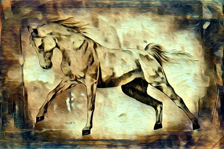 Freehand illustration horse paintingの写真素材