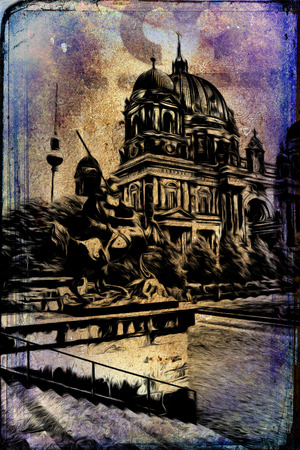 Berlin art vintage illustrationの写真素材