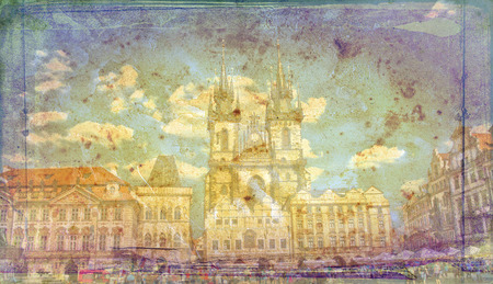 Prague art texture illustrationの写真素材