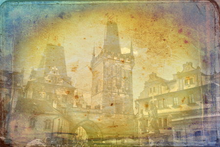 Prague art texture illustrationの写真素材