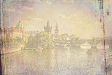 Prague art texture illustrationの写真素材
