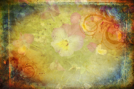 Vintage background with art illustration flowerの写真素材