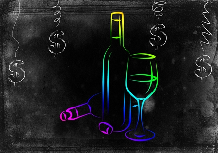 Wine art illustration on a creative backgroundの写真素材