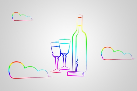 Wine art illustration on a creative backgroundの写真素材