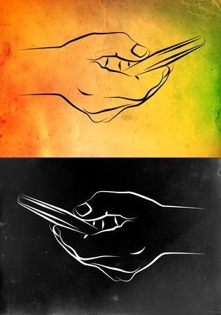 Business phone hand icon on a creative backgroundの写真素材