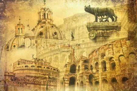 Rome Italy art illustrationの写真素材