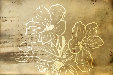 Vintage background with art illustration flowerの写真素材