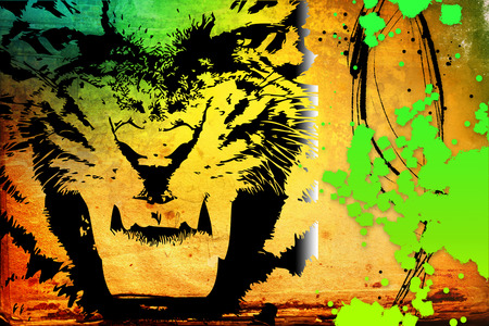 Tiger art illustration colorの写真素材